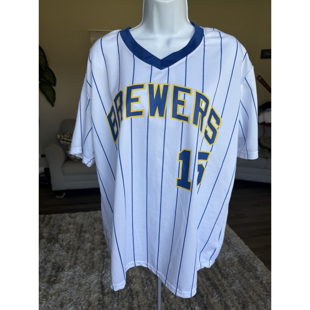 Milwaukee Brewers Cecil Cooper 15 MLB Baseball Giveaway Jersey Mens XL White